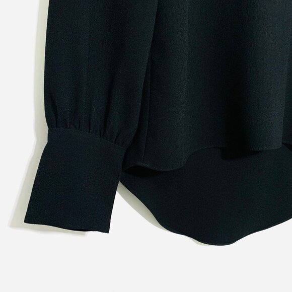 Zara Woman Black Keyhole Long-Sleeve Blouse High Neck Cuffed Sleeves & Curved XS - Picture 6 of 10